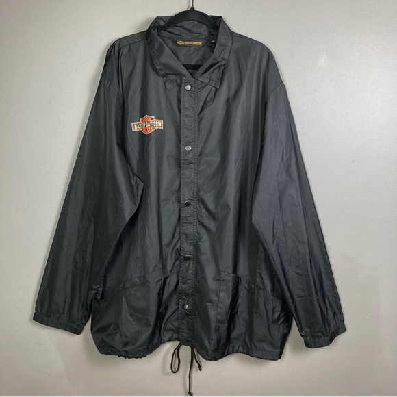Harley-Davidson windbreaker men's 3xl XXXL NWT long slicker logo packable collar - Picture 1 of 13